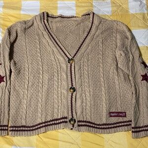 Taylor Swift | authentic rare 2020 holiday beige red Folklore cardigan sweater M